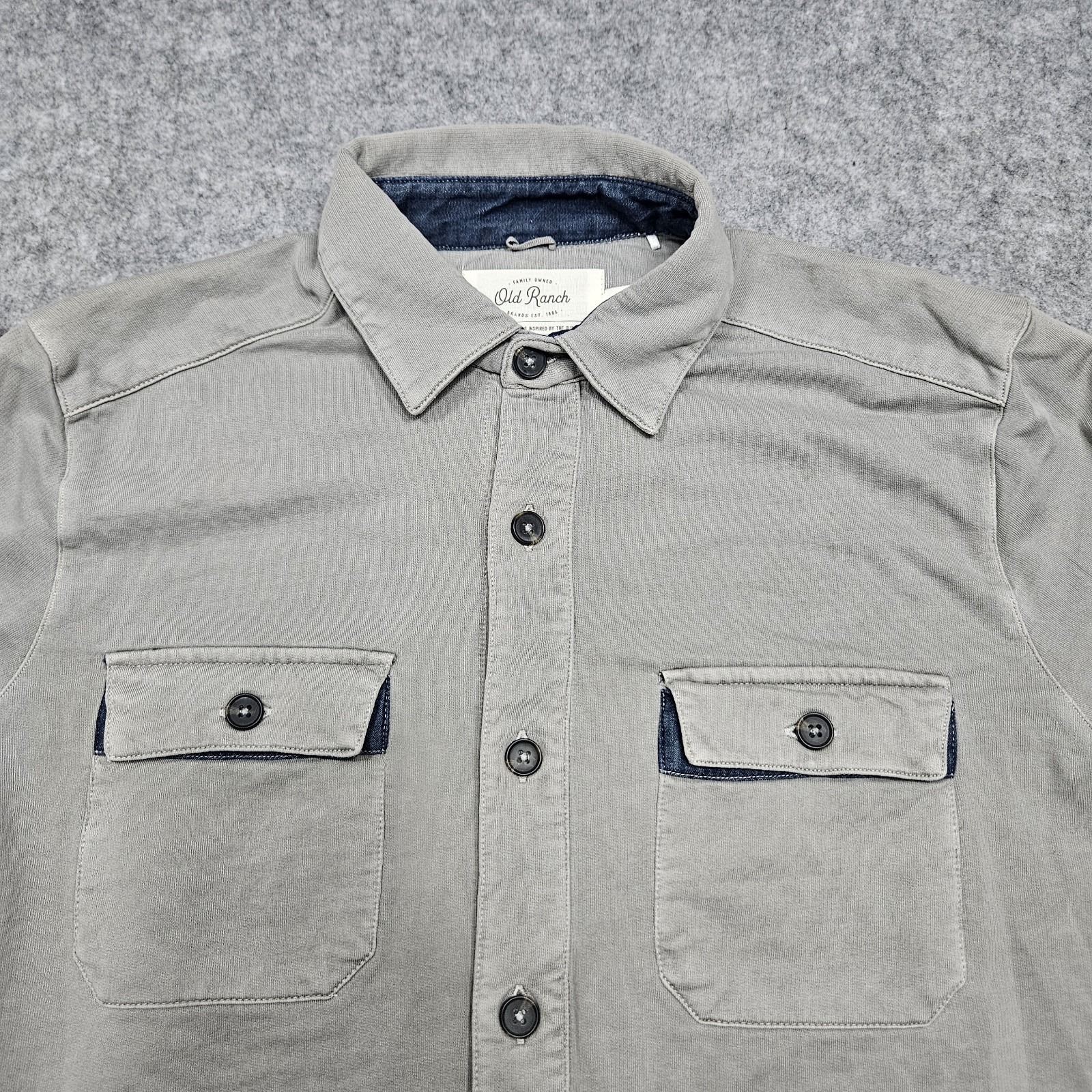 Old Ranch Mens Medium Gray Organic Cotton Long Sleeve Button Down Shirt — image 3 of 8